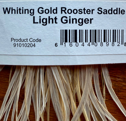 Whiting Farms Gold Grade Rooster Saddle Light Ginger 429-SH-E-L