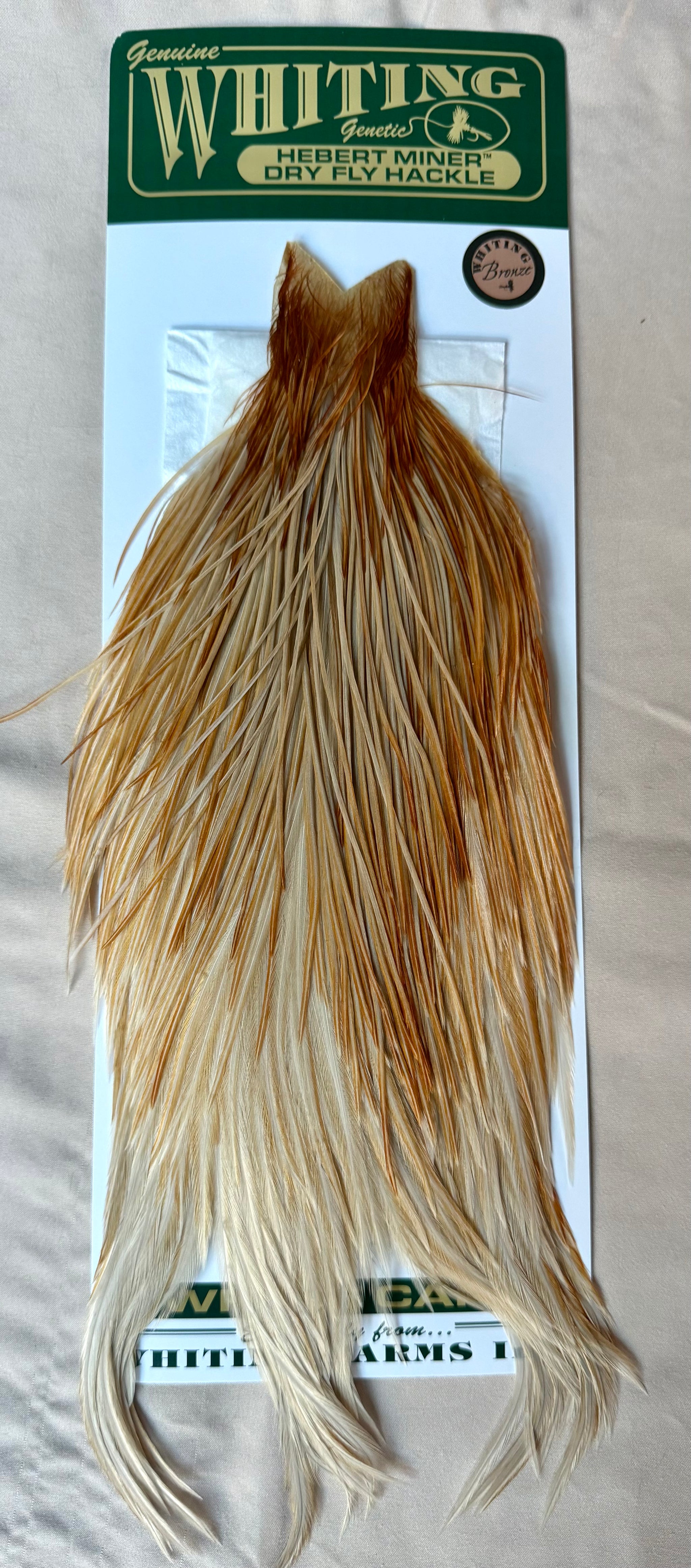Whiting Hebert Miner Dry Hackle Bronze Grade Cape - Honey Dun 186-SH-E-L