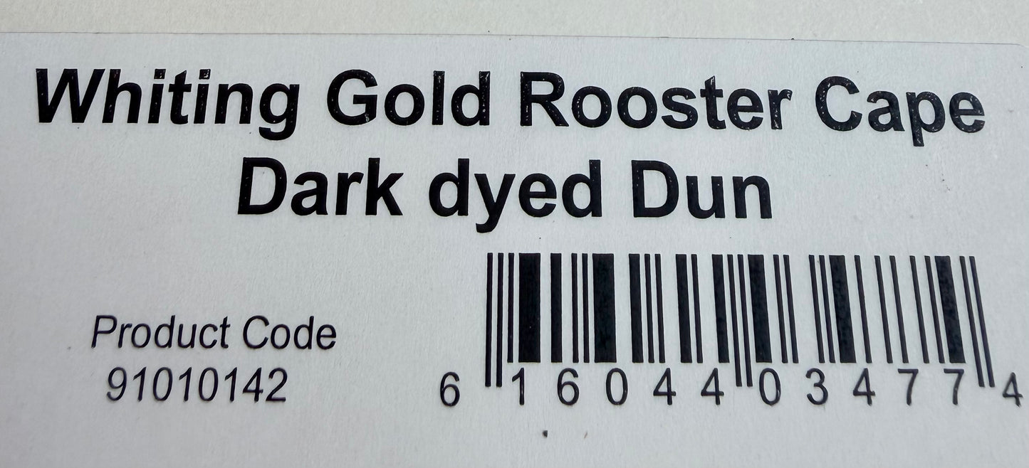 Whiting Gold Grade Rooster Cape Dark dyed Dun 635-SH-E-L