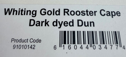 Whiting Gold Grade Rooster Cape Dark dyed Dun 635-SH-E-L