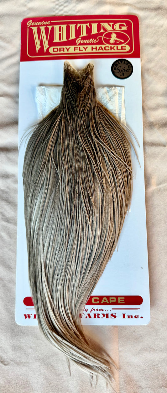 Whiting Farms Silver Rooster Cape White Dyed Medium Dun 248-SH-E-L