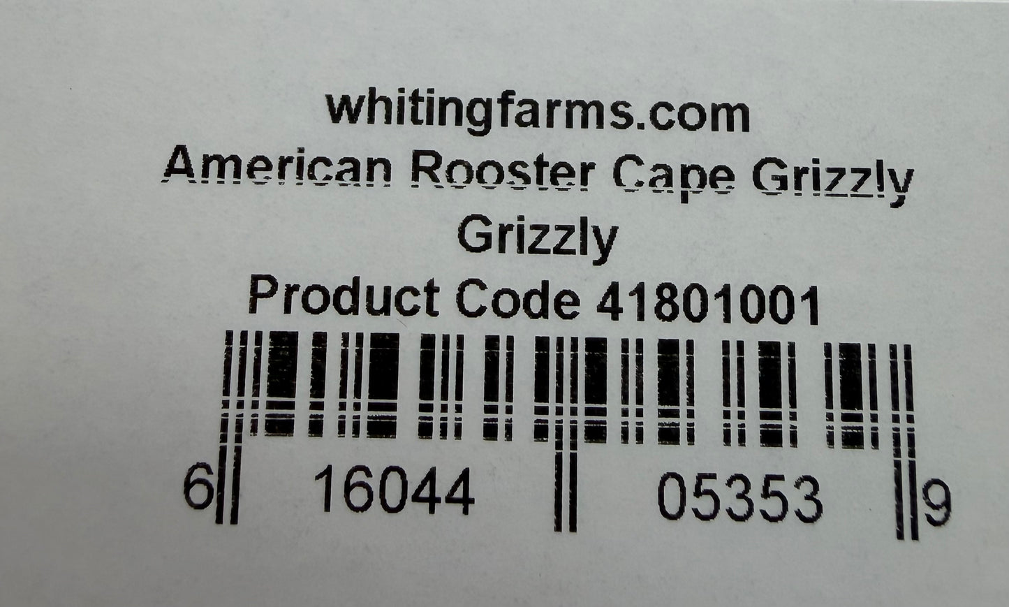 Whiting American Hackle Whole Cape: Grizzly 373-SH-E-L