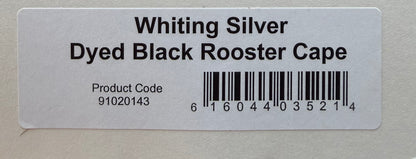 Whiting Farms Silver Rooster Cape Dyed Black 395-SH-E-L