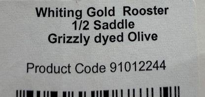 Whiting Farms Gold Grade Half Saddle Grizzly dyed Olive 359-SH-E-L