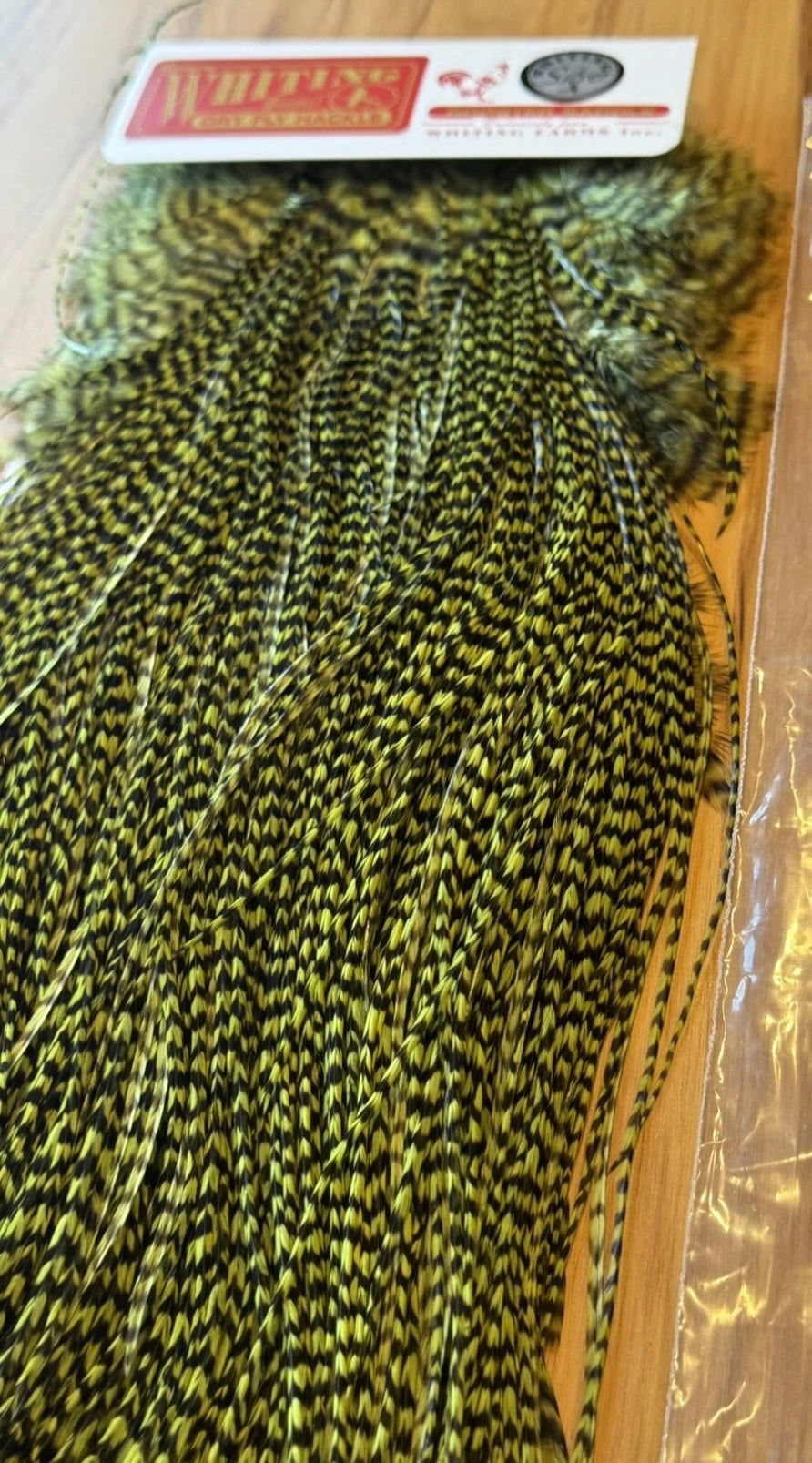 Whiting Farms SILVER Saddle Hackle: GRIZZLY DYED OLIVE 092