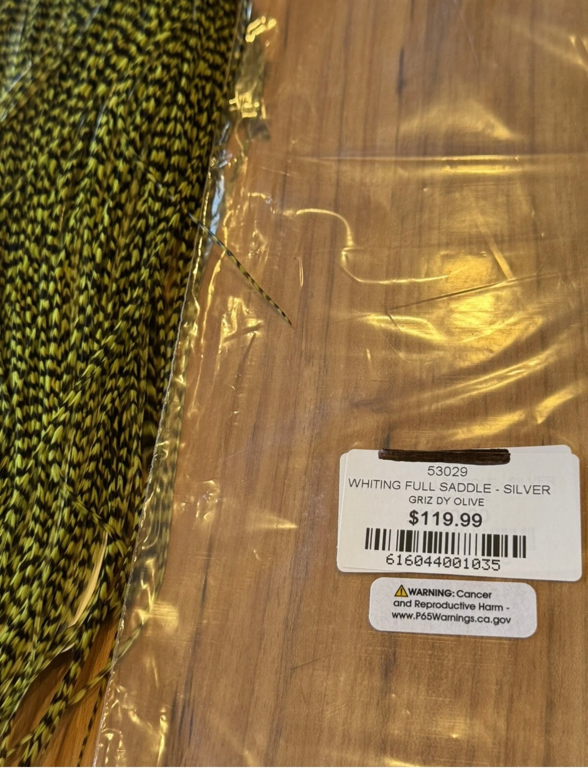 Whiting Farms SILVER Saddle Hackle: GRIZZLY DYED OLIVE 092