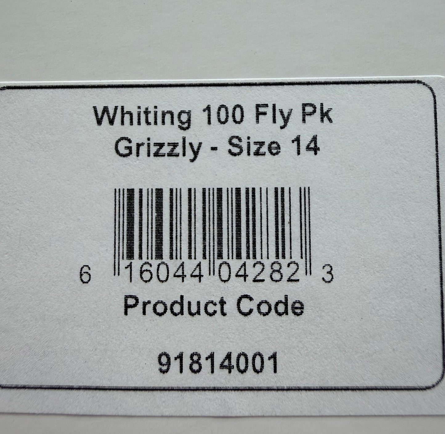 Whiting Dry Fly Hackle 100’s Size 14 Grizzly 496-SH-E-L