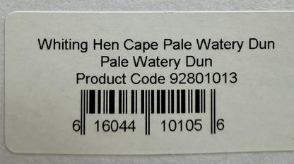 Whiting Farms Hen Cape Pale Watery Dun 364-SH-E-L