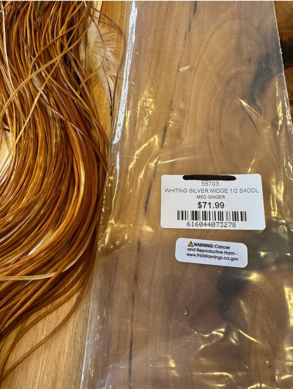 Whiting Farms Dry Fly Hackle SILVER Grade 1/2 Saddle MIDGE MEDIUM GINGER New 127
