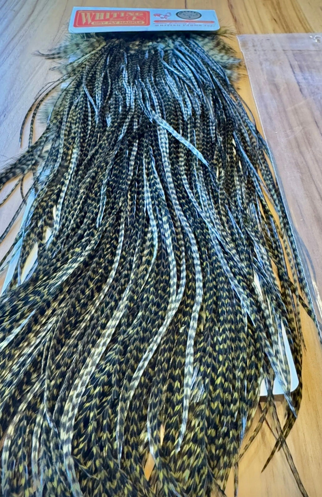 Whiting Farms SILVER Saddle Hackle: GRIZZLY DYED DARK OLIVE 089