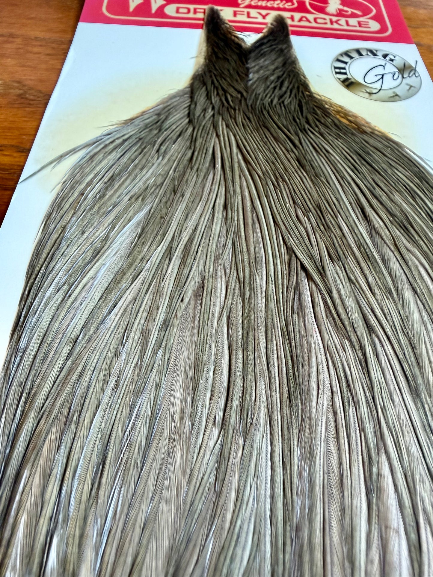 Whiting Gold Grade Rooster Cape Dark dyed Dun 635-SH-E-L