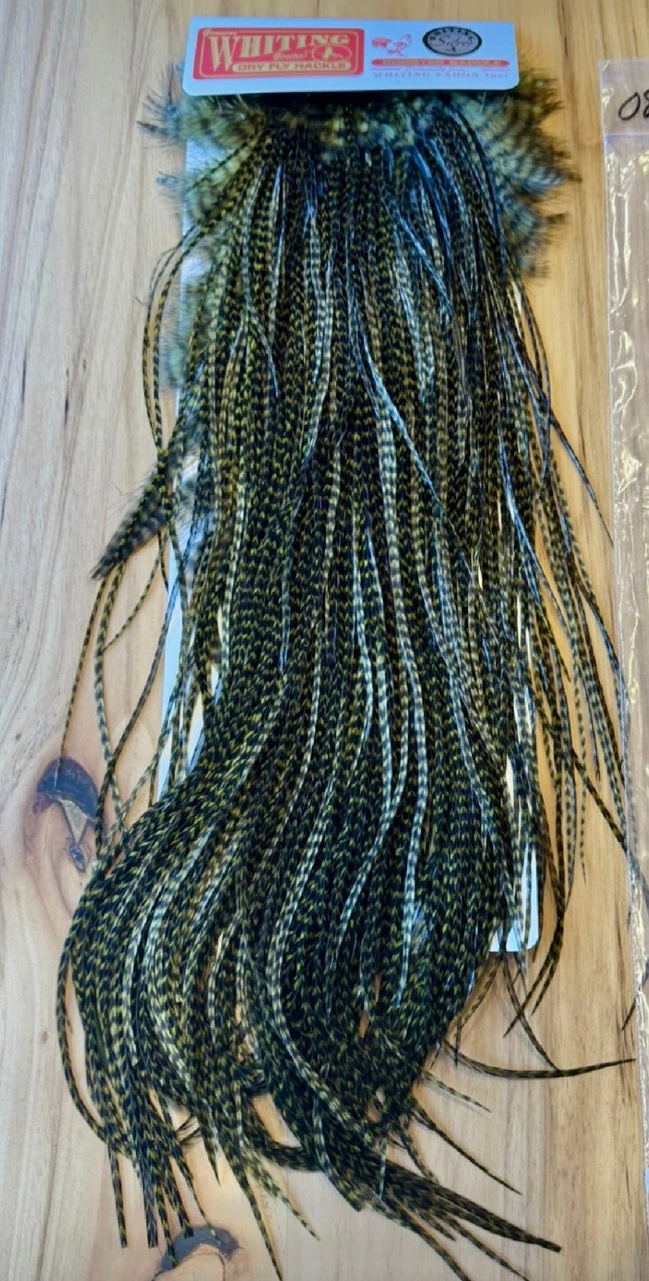 Whiting Farms SILVER Saddle Hackle: GRIZZLY DYED DARK OLIVE 088