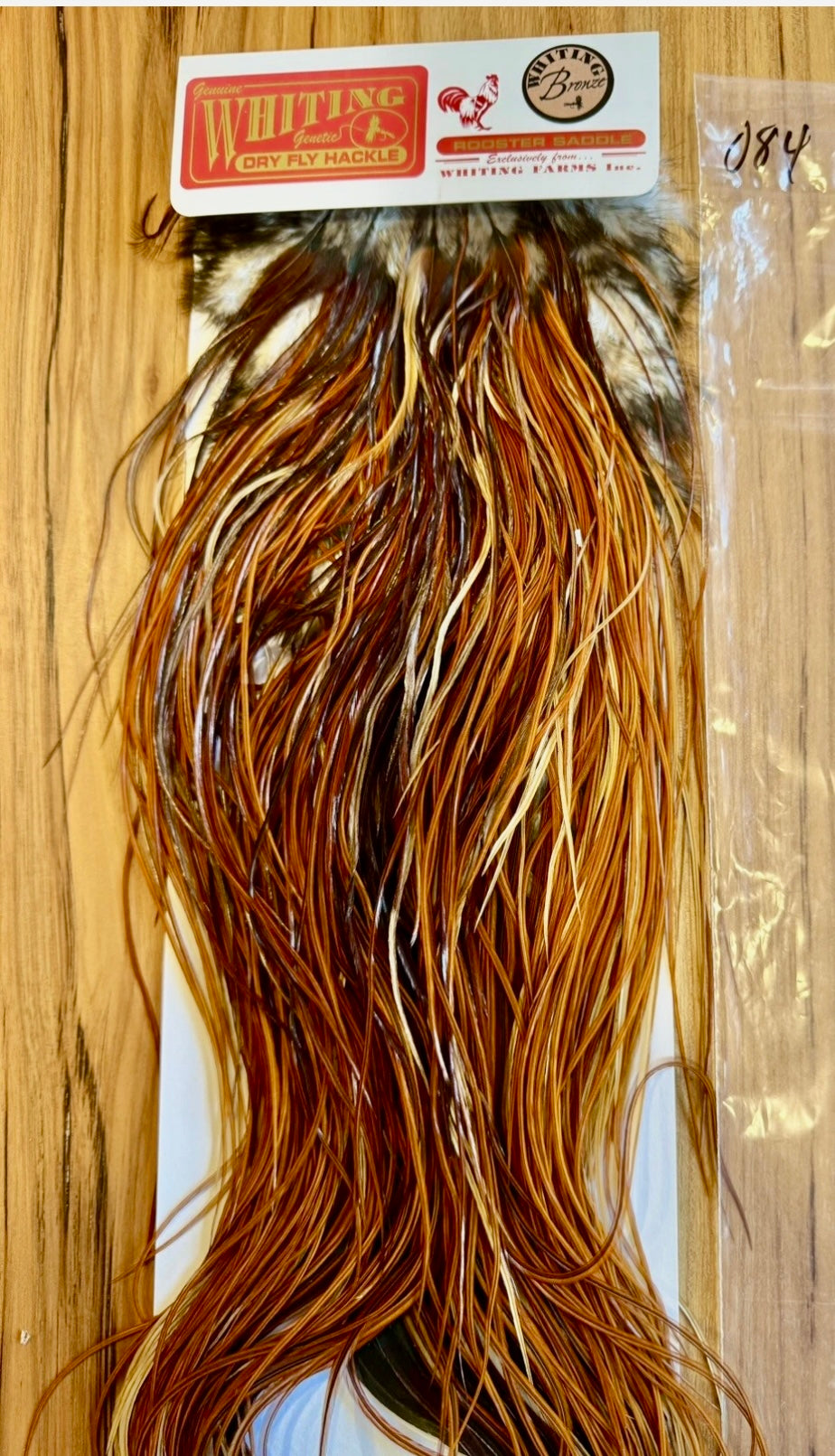 Whiting Farms BRONZE MIDGE Saddle Hackle:  BROWN 084