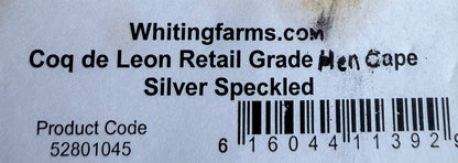 Whiting Farms Coq de Leon Retail Grade Hen Cape Silver Speckled 703-SH-E-L