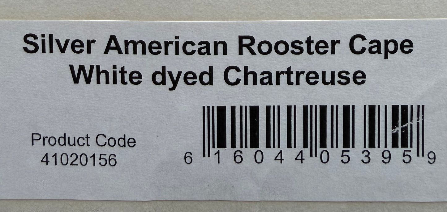 Whiting American Hackle Silver Grade Cape White Dyed Chartreuse 370-SH-E-L