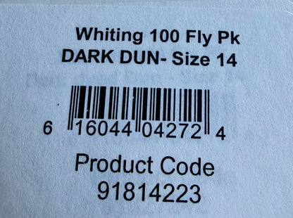 Whiting Dry Fly Hackle 100’s Size 14 Dark Dun 824-SH-E-L