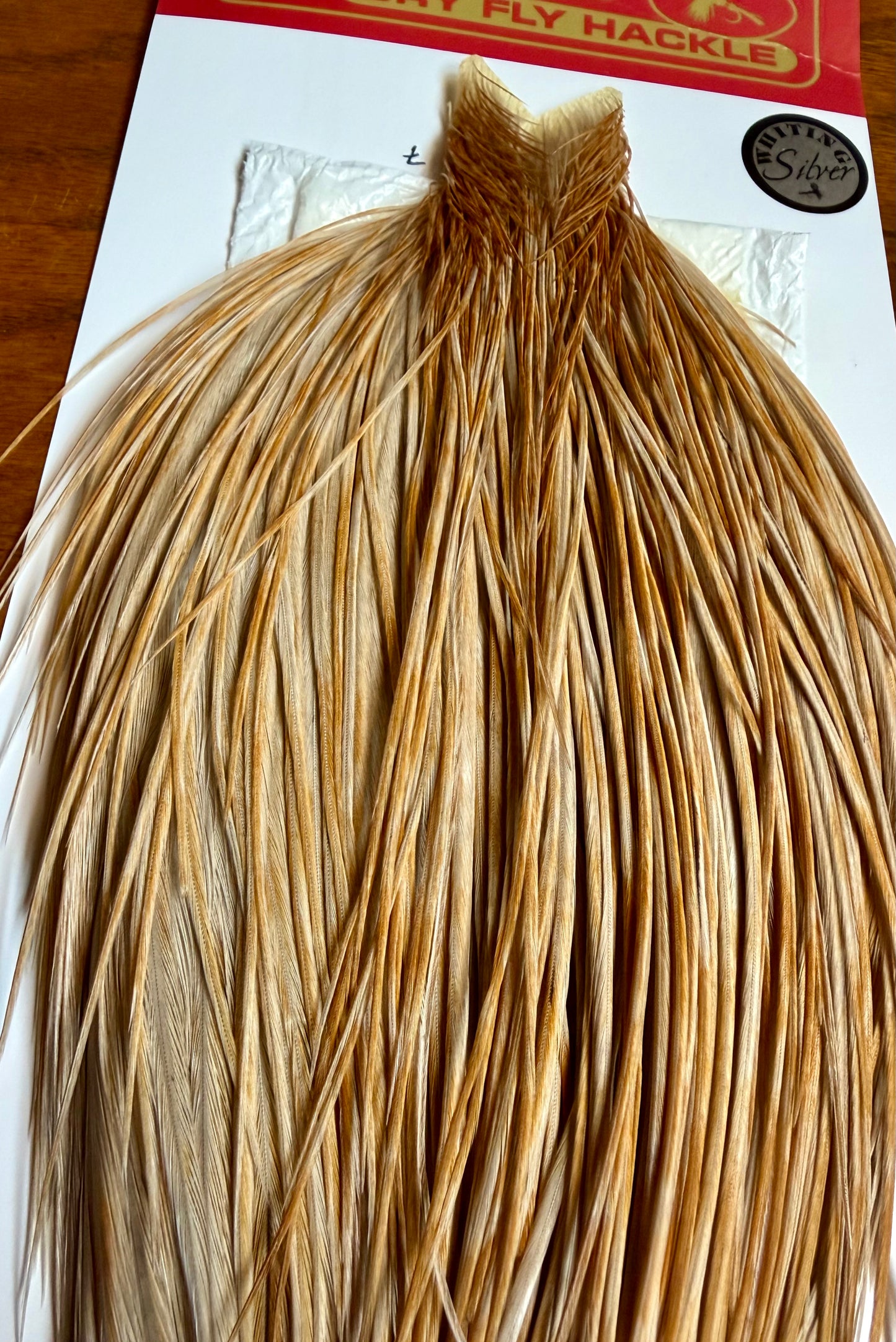 Whiting Farms Silver Grade Rooster Cape Honey Dun 642-SH-E-L
