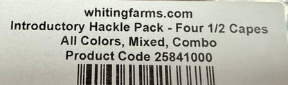Whiting Farms Intro Hackle Pack - Four 1/2 Capes All Colors/Mixed 662-SH-E-L
