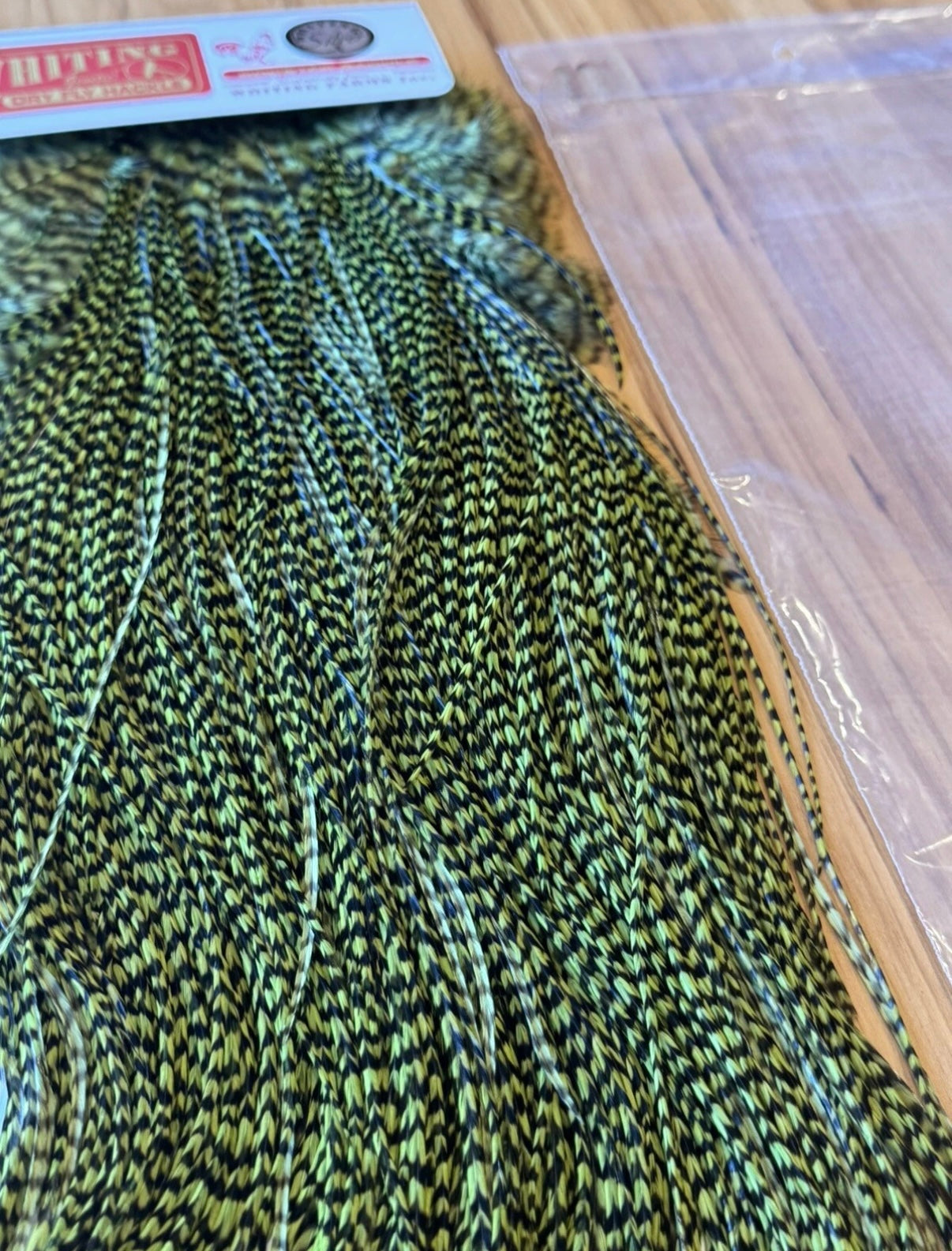 Whiting Farms SILVER Saddle Hackle: GRIZZLY DYED OLIVE 092
