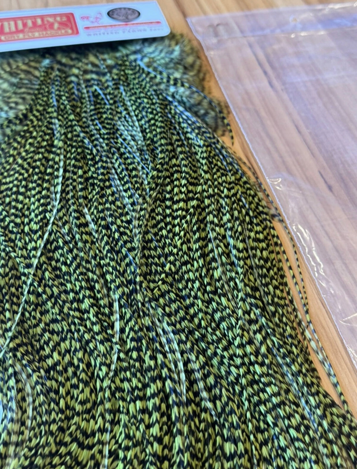 Whiting Farms SILVER Saddle Hackle: GRIZZLY DYED OLIVE 092