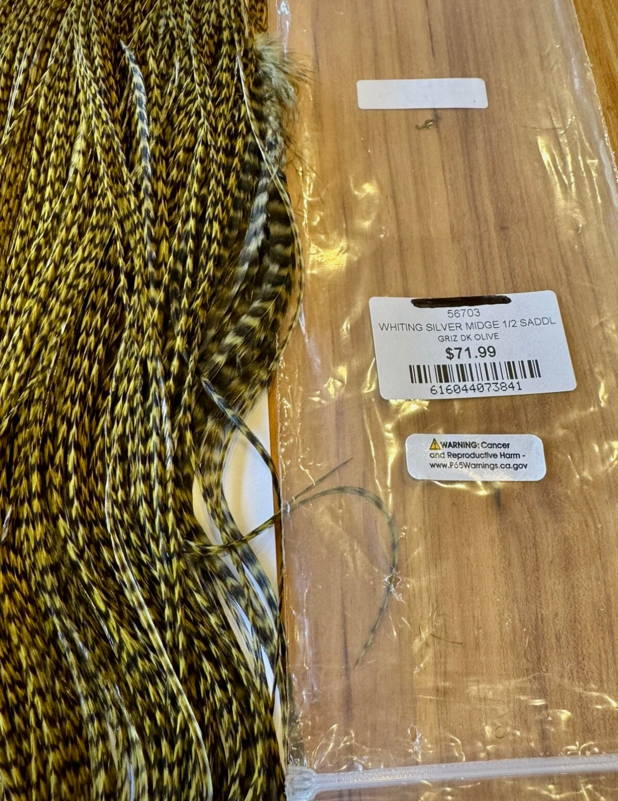 Whiting Farms Dry Fly Hackle SILVER Grade MIDGE 1/2 Saddle GRIZZLY OLIVE New 136