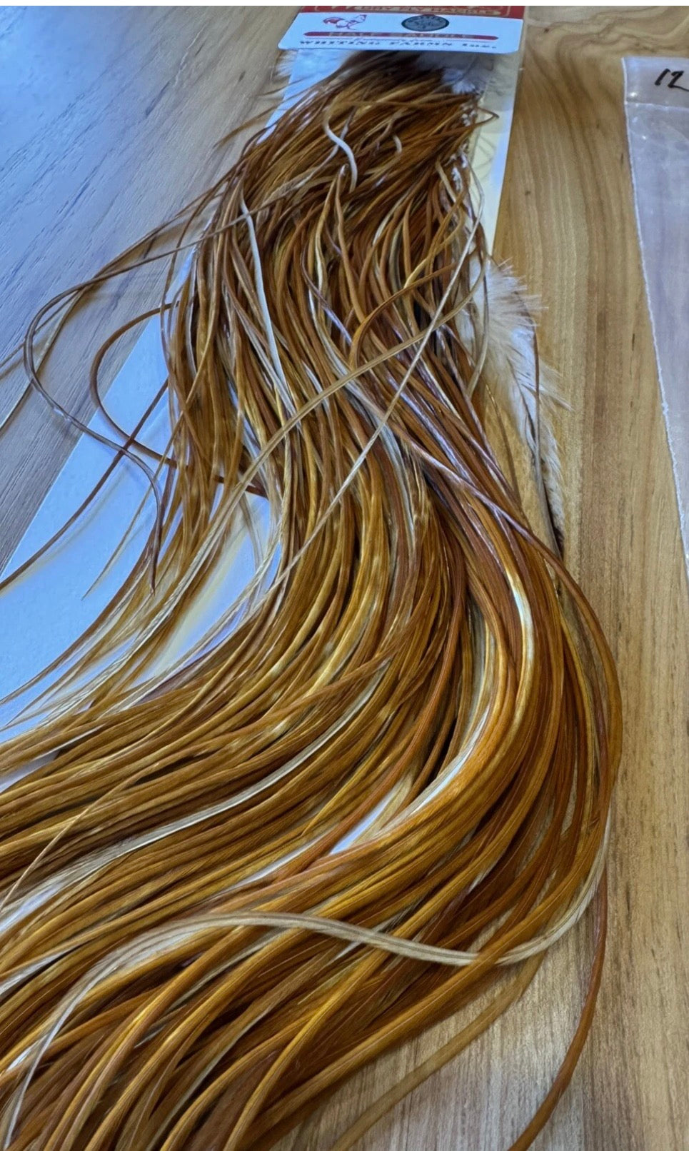 Whiting Farms Dry Fly Hackle SILVER Grade 1/2 Saddle MIDGE MEDIUM GINGER New 127