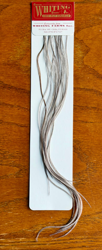 Whiting Dry Fly Hackle 100’s Size 18 Medium Dyed Dun 825-SH-E-L