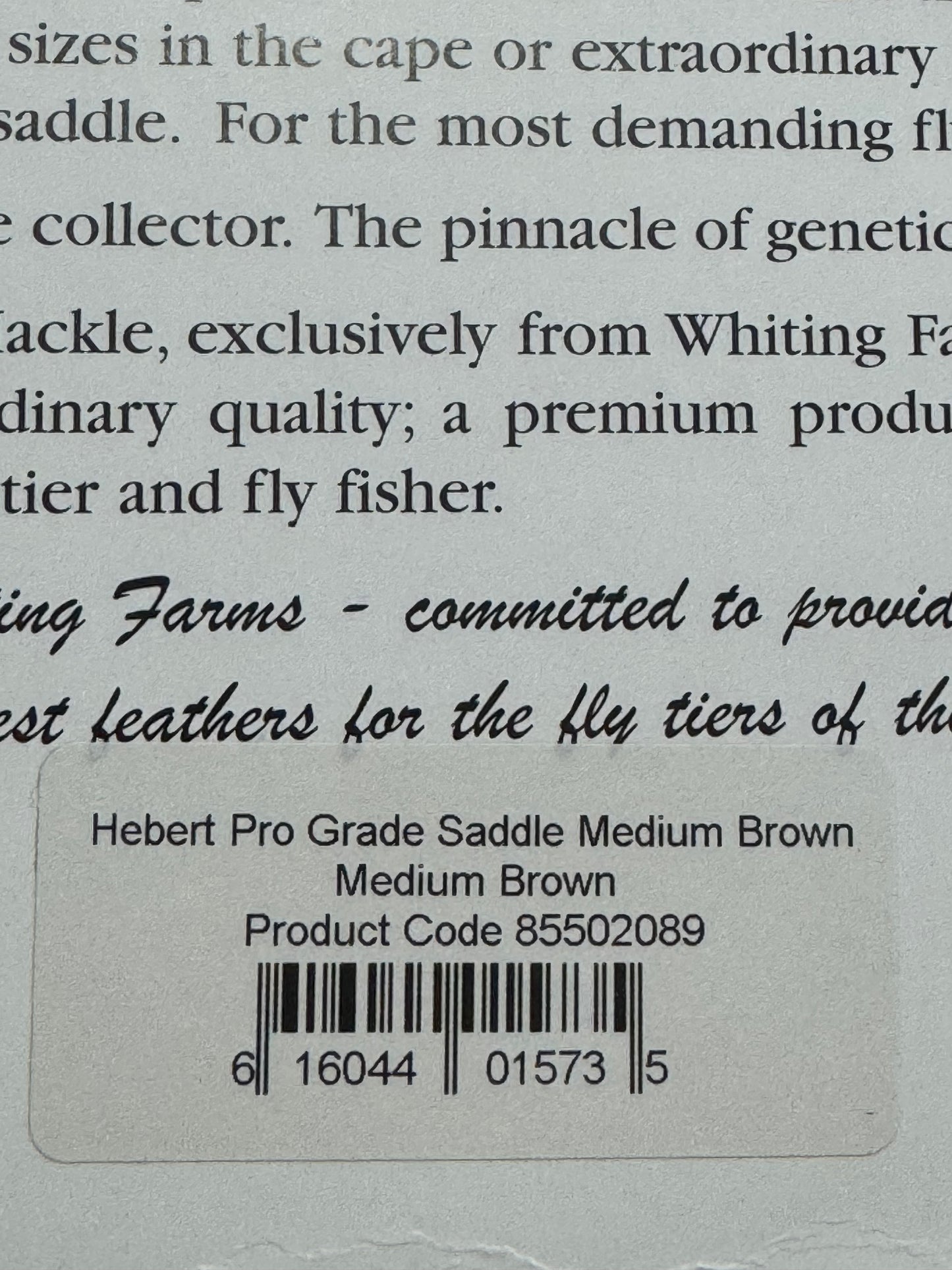 Whiting Farms Hebert Miner Pro Saddle Hackle: Medium Brown SH-E-202