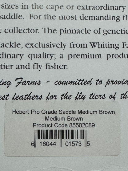 Whiting Farms Hebert Miner Pro Saddle Hackle: Medium Brown SH-E-202