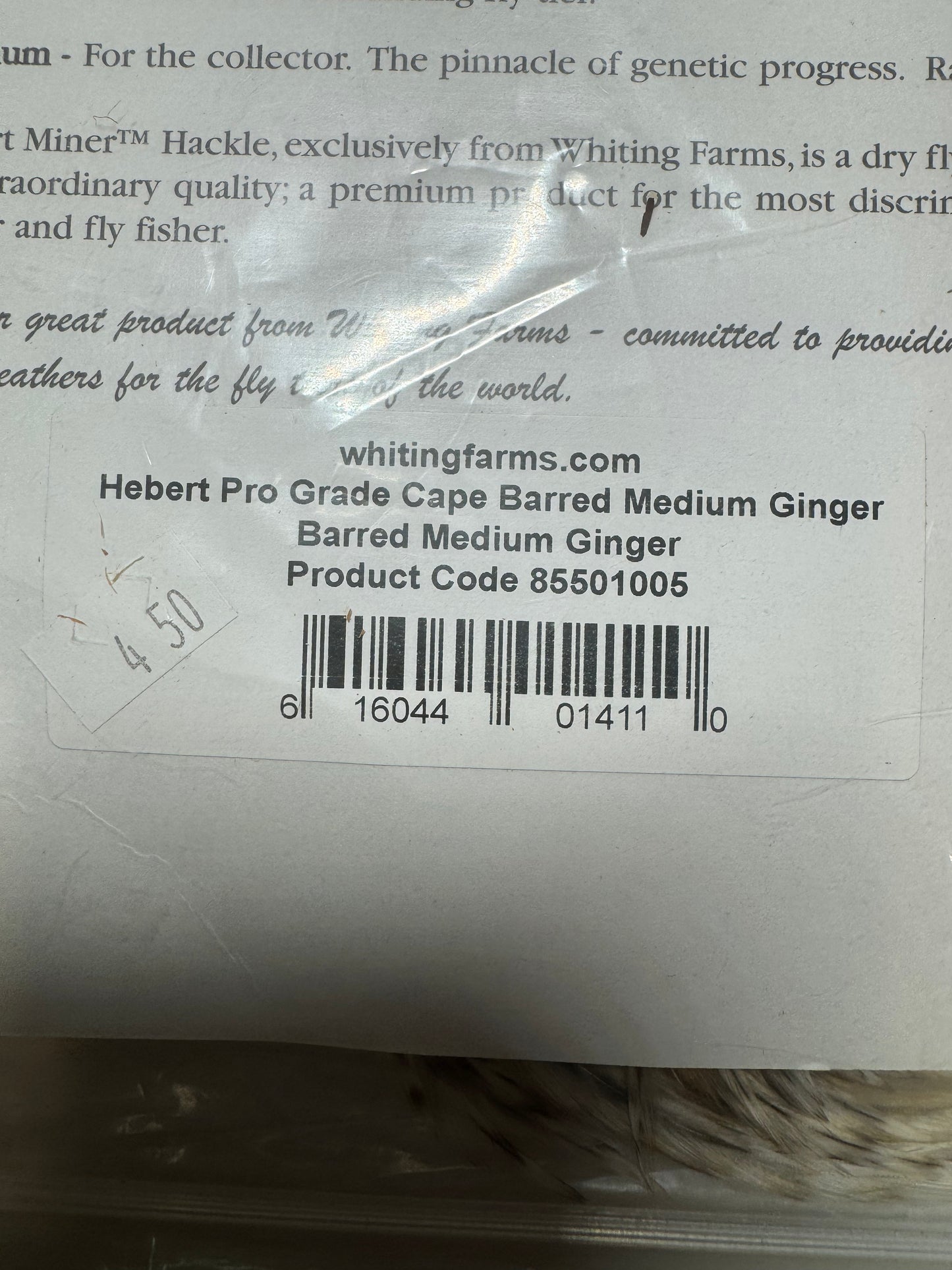 Whiting Farms Hebert Miner PRO Grade Cape: Barred Medium Ginger SH006