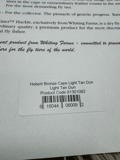 Whiting Farms Hebert Miner Bronze Cape: Light Tan Dun SH012
