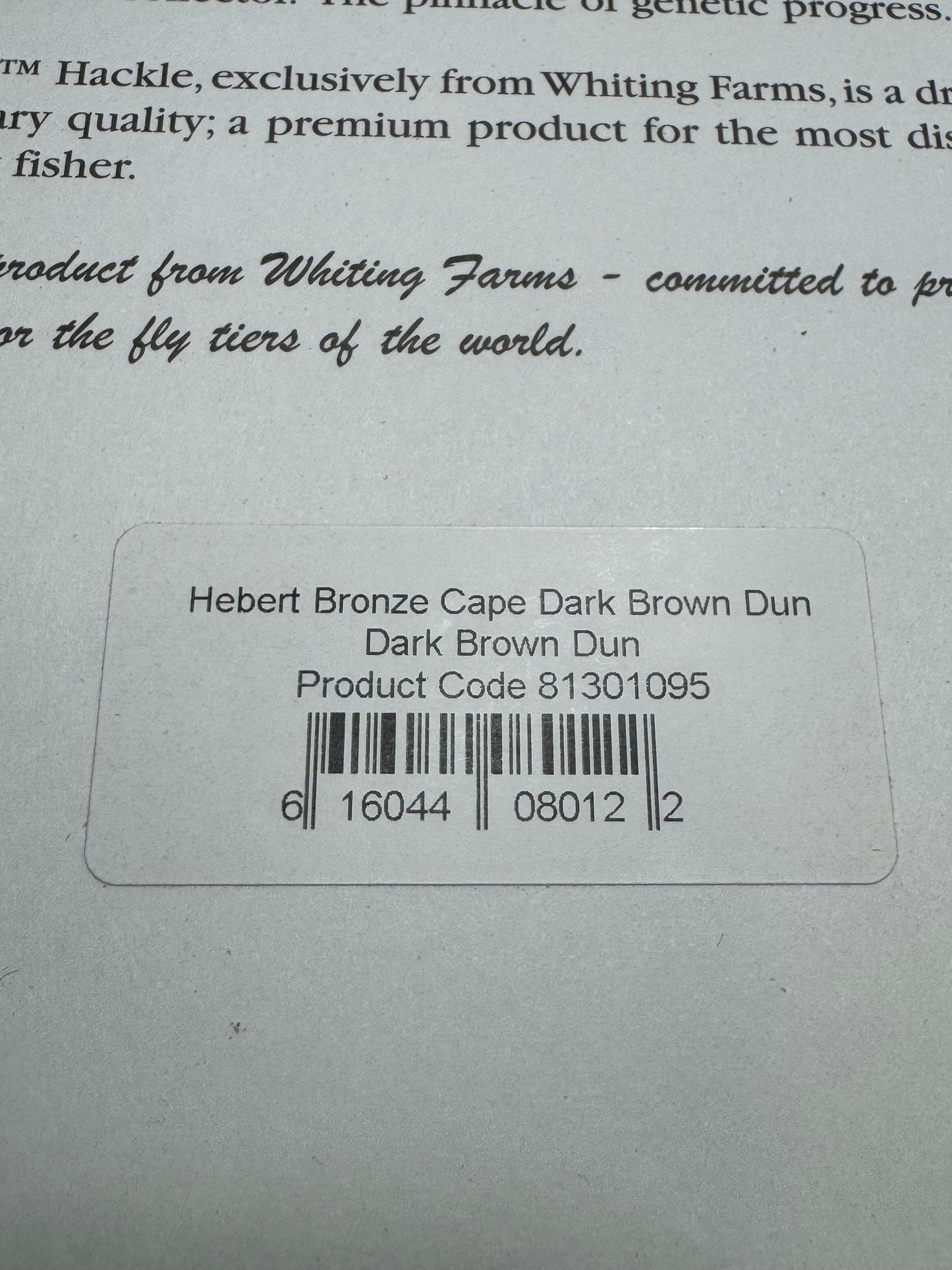 Whiting Farms Hebert Miner Bronze Cape: Dark Brown Dun SH022