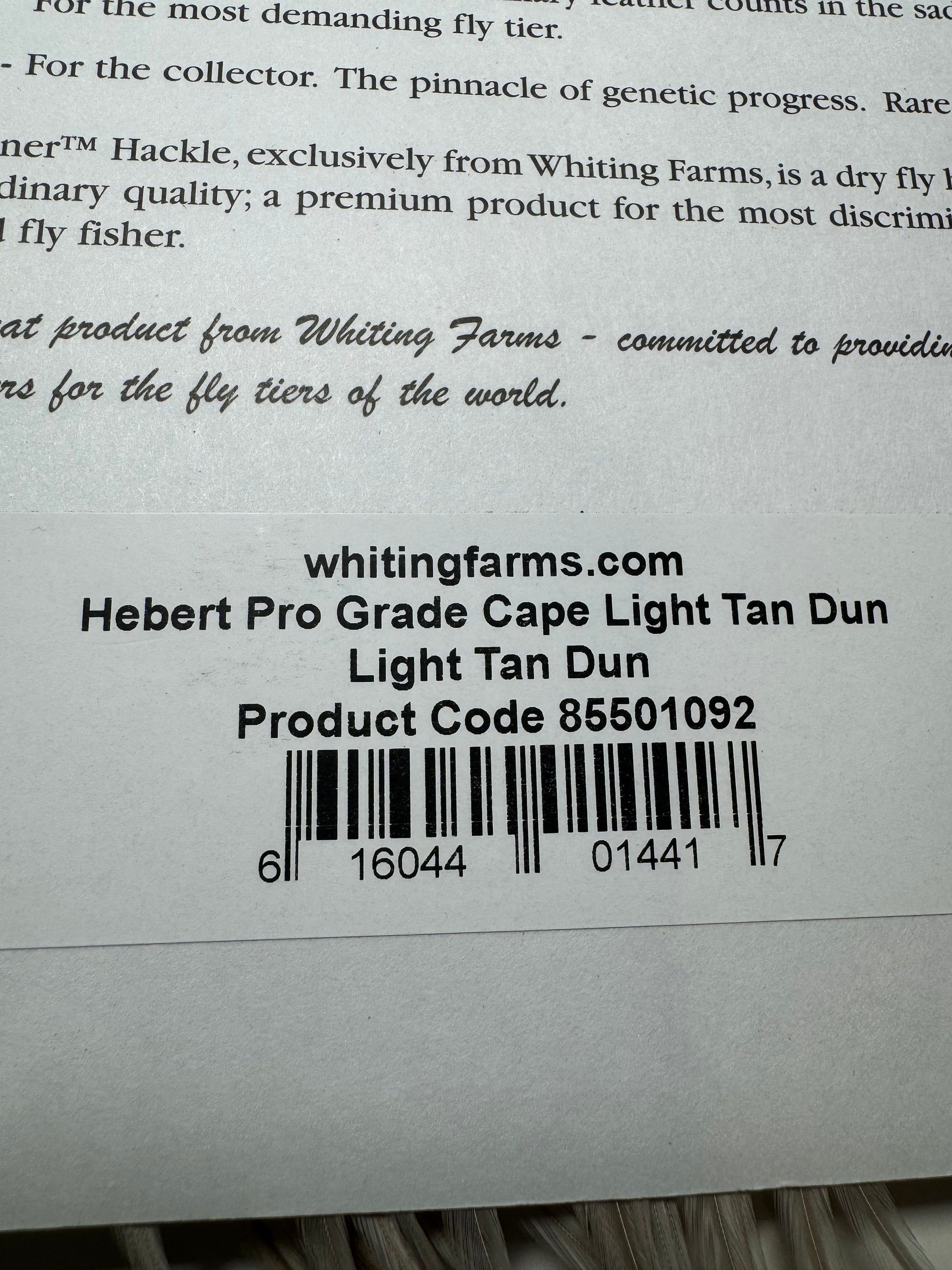 Whiting Farms Hebert Miner Pro Grade Cape:  Light Tan Dun SH029