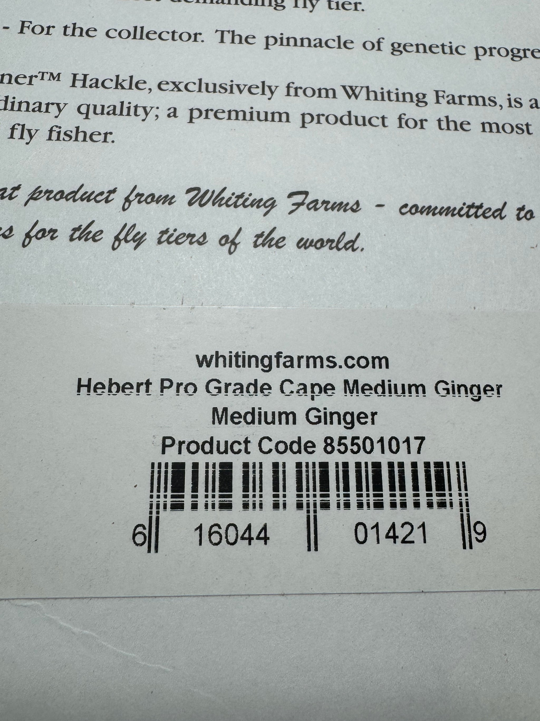 Whiting Farms Hebert Miner Pro Grade Cape:  Medium Ginger SH030