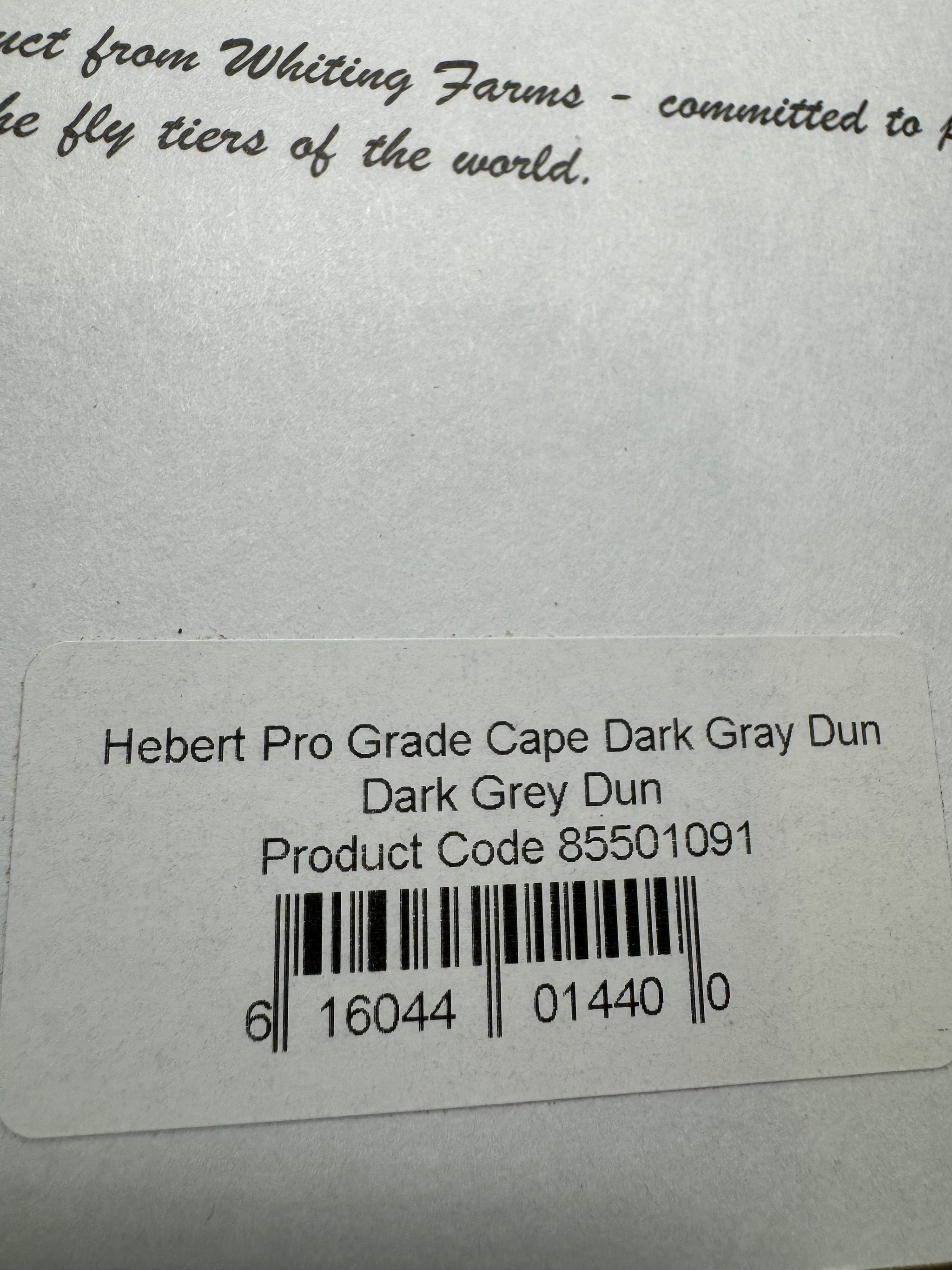 Whiting Farms Hebert Miner Pro Grade Cape:  Dark Grey Dun SH034