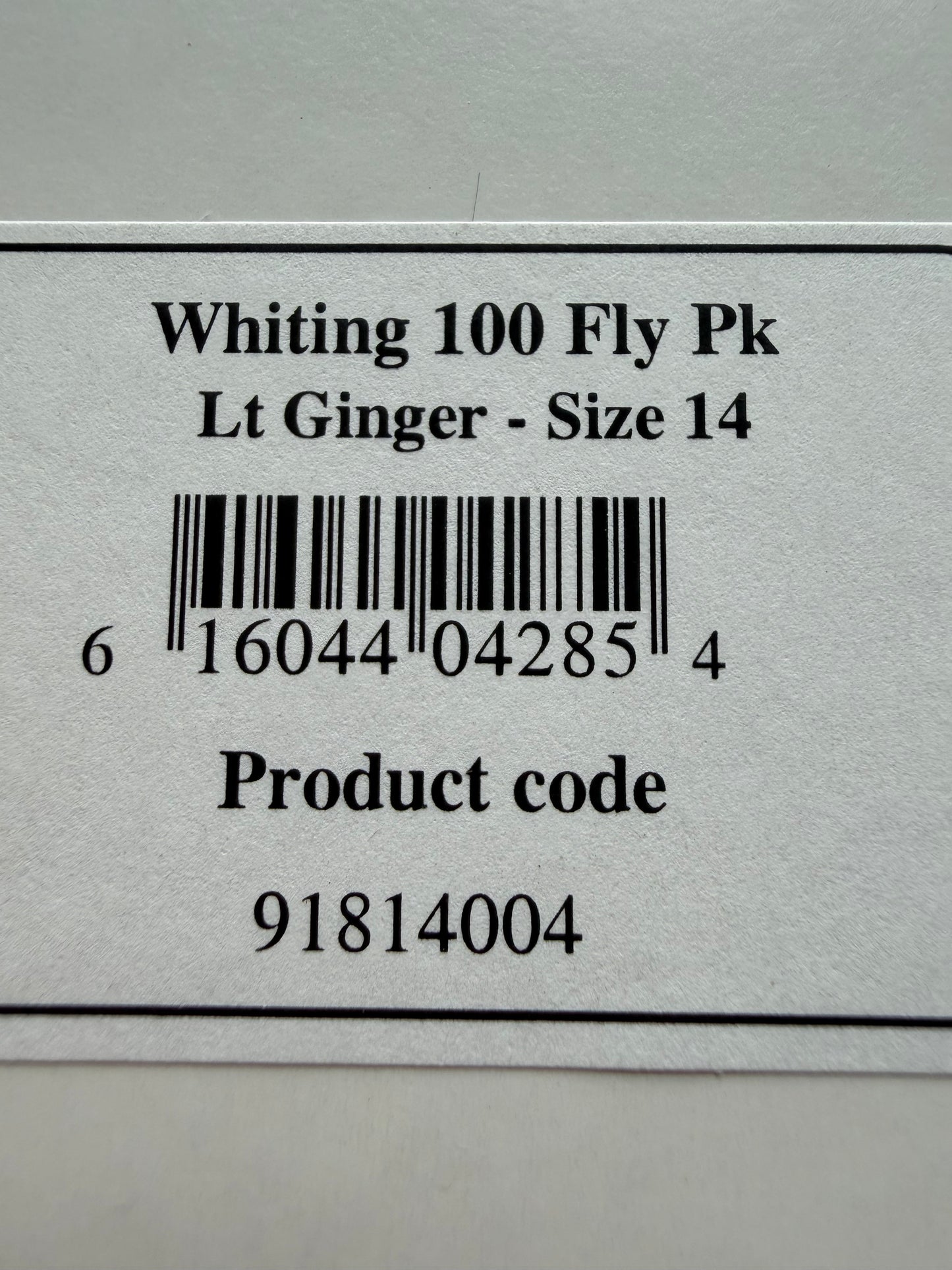 Whiting Dry Fly Hackle 100’s Size 14 Light Ginger 495-SH-E-L