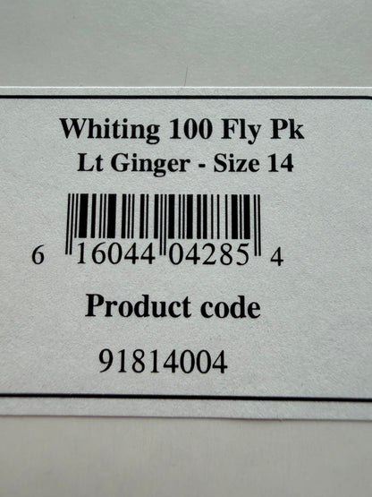 Whiting Dry Fly Hackle 100’s Size 14 Light Ginger 495-SH-E-L