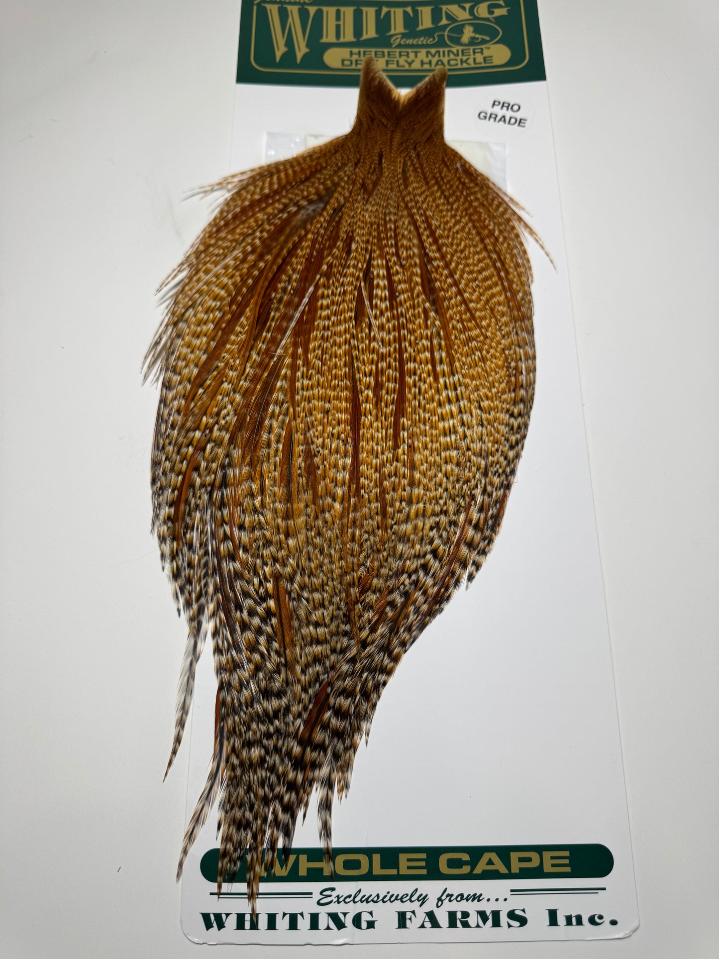 Whiting Farms Hebert Miner Pro Grade Cape:  Barred Dark Ginger SH036