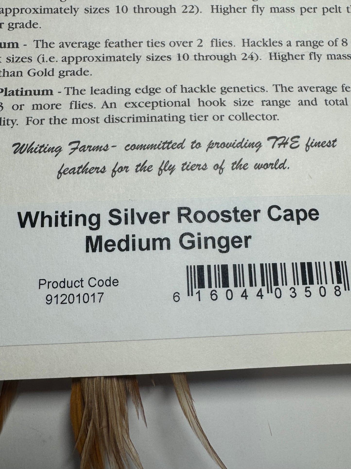 Whiting Farms SILVER Cape: Medium Ginger SH-E-052