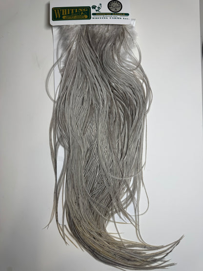 Whiting Farms Hebert Miner SILVER Saddle Hackle: Light Grey Dun SH-E-056