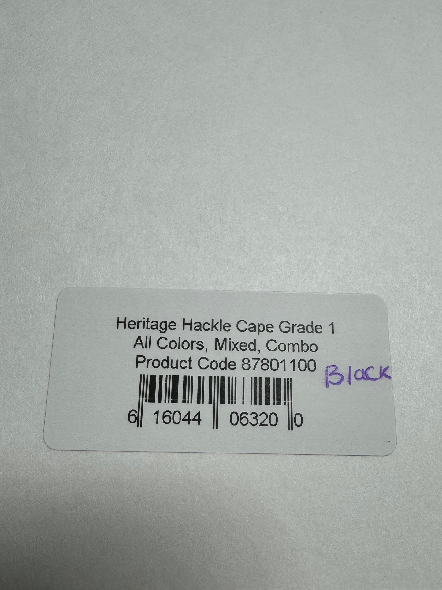 Whiting Farms Heritage Hackle Rooster Cape- Black- Grade 1 SH-E-069