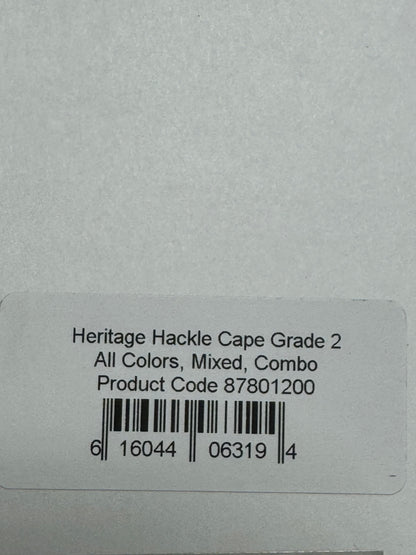 Whiting Farms Heritage Hackle Rooster Cape- Grizzly Variant- Grade 2 SH-E-075