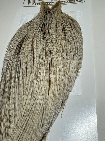 Whiting Farms Heritage Hackle Rooster Cape: Dun Grizzly- Grade 1 SH-E-077