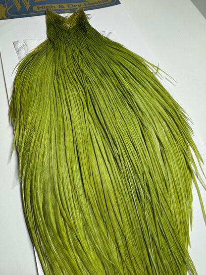 Whiting Farms High & Dry Hackle: White Dyed Olive Cape SH-E-086