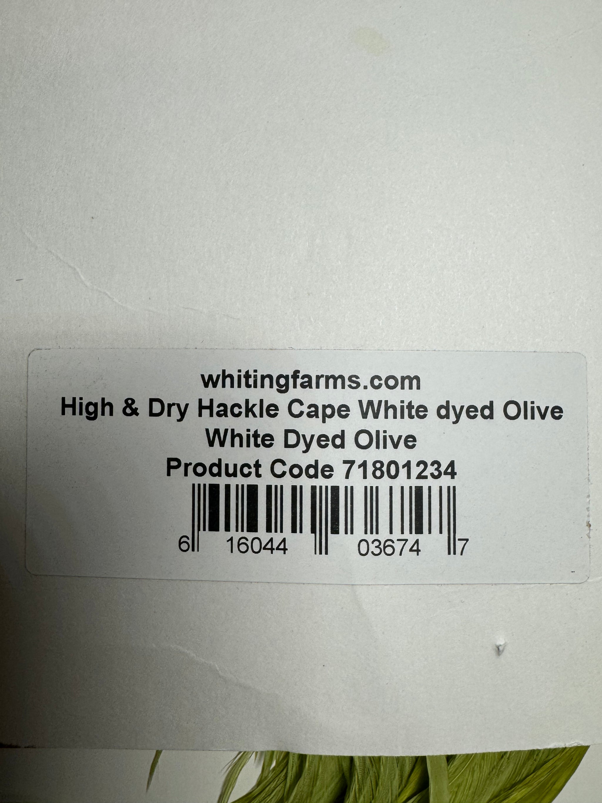 Whiting Farms High & Dry Hackle: White Dyed Olive Cape SH-E-086