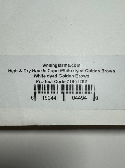 Whiting Farms High & Dry Hackle: White Dyed Golden Brown SH-E-087