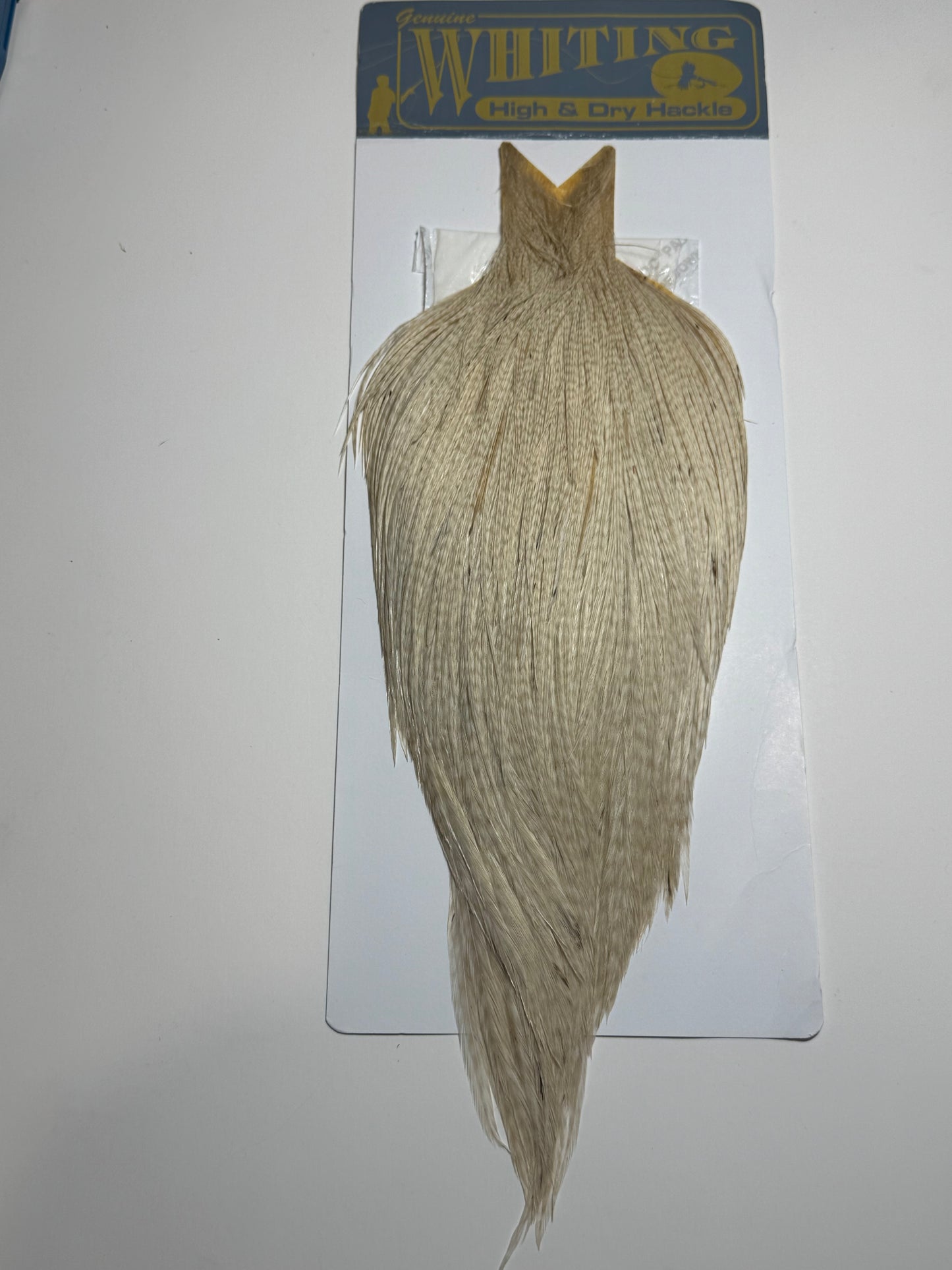 Whiting Farms High and Dry Rooster Cape Hackle: Ghost Barred White SH-E-090