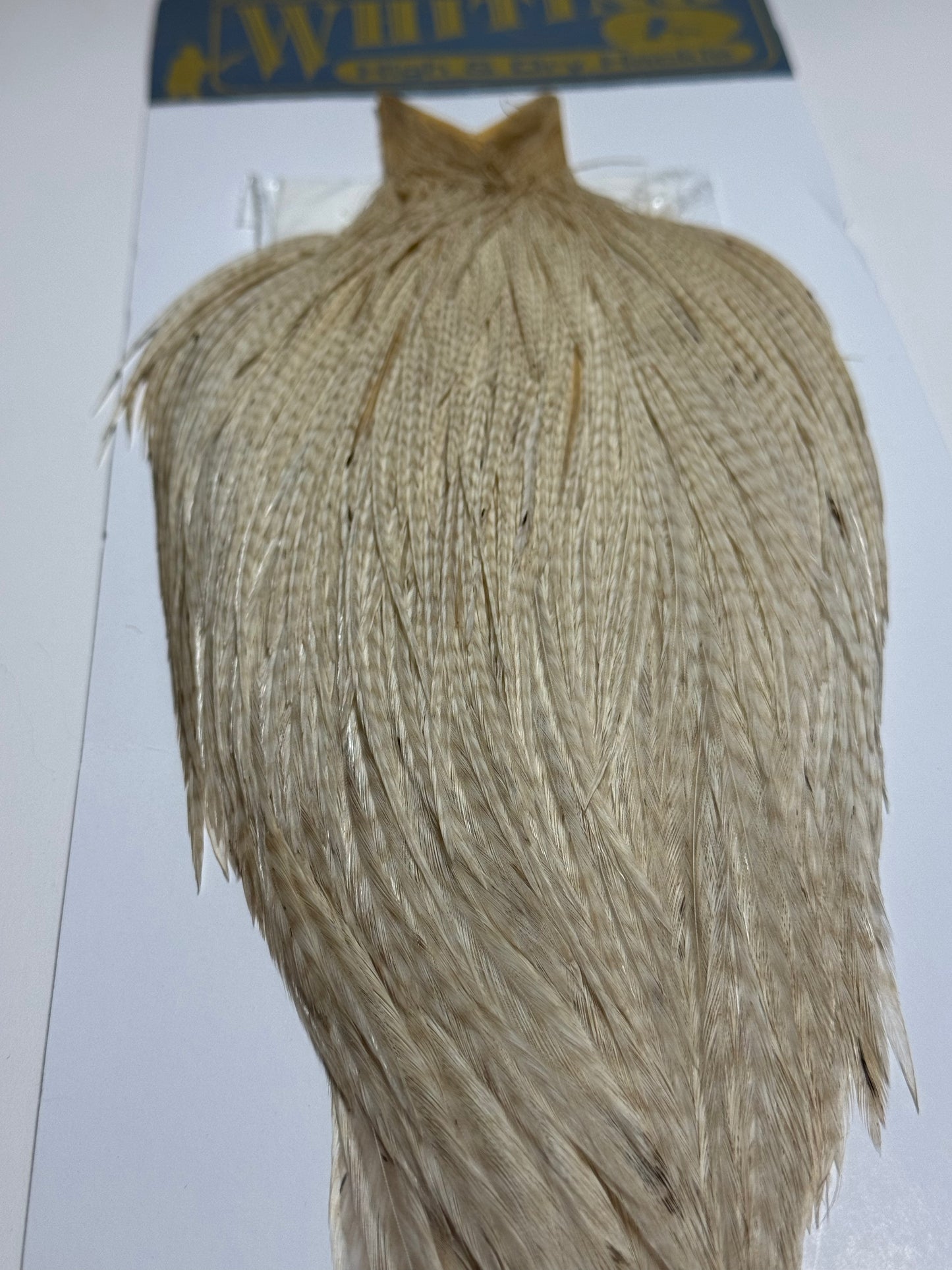 Whiting Farms High and Dry Rooster Cape Hackle: Ghost Barred White SH-E-090