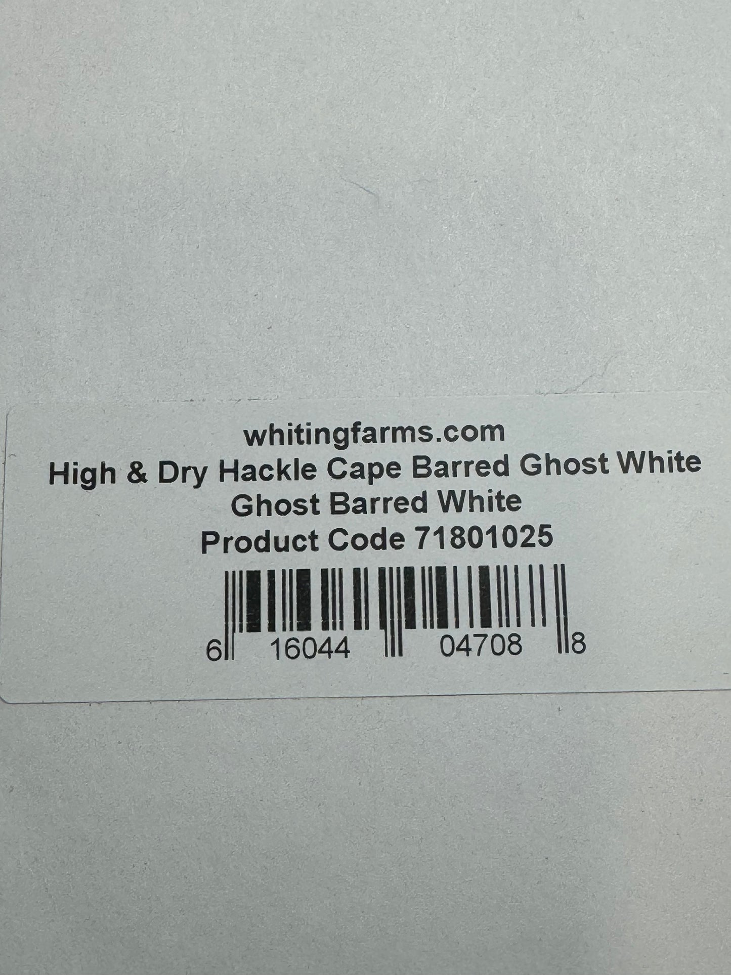 Whiting Farms High and Dry Rooster Cape Hackle: Ghost Barred White SH-E-090