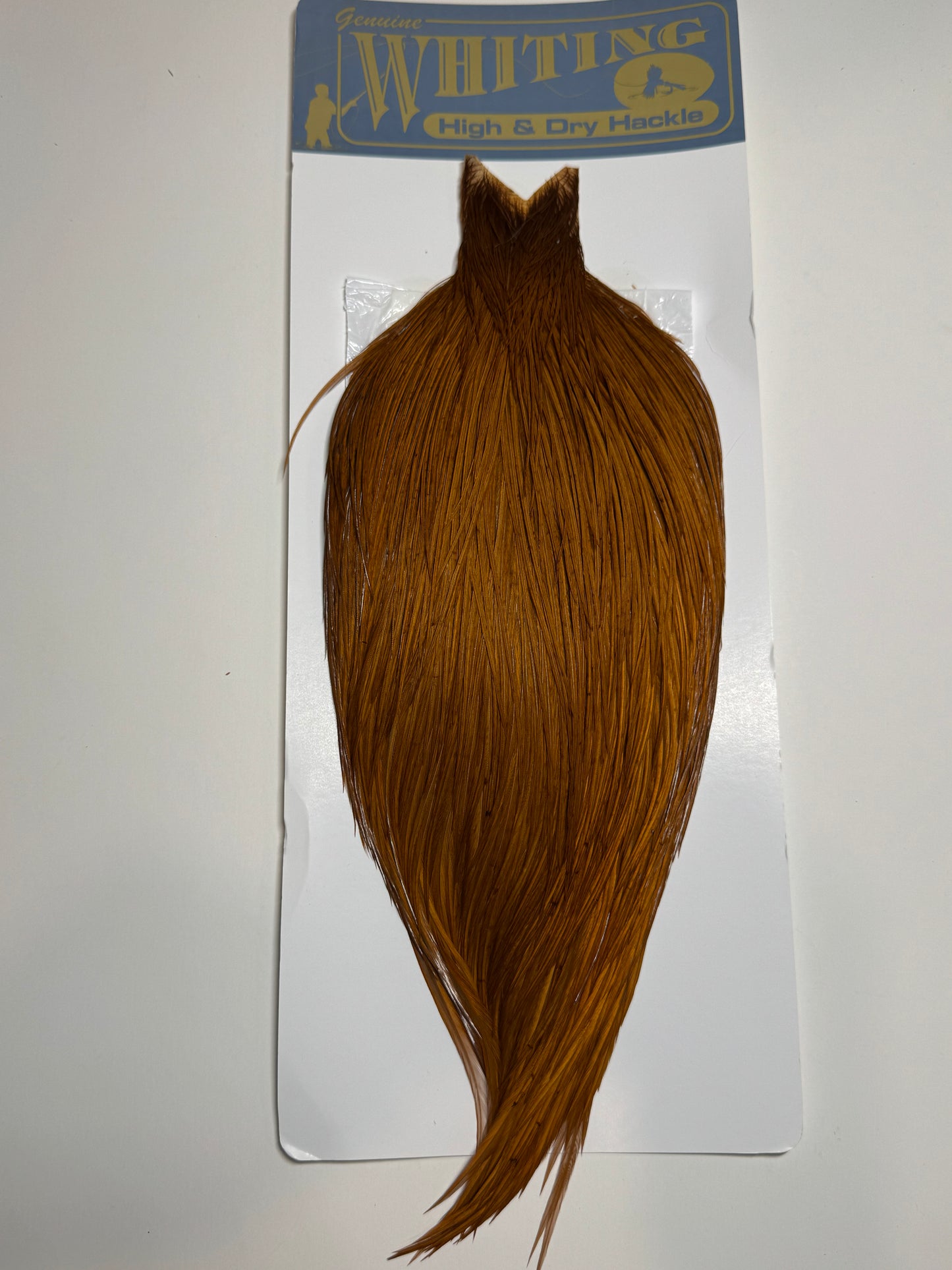Whiting Farms High and Dry Hackle Rooster Cape: White Dyed Brown SH-E-091